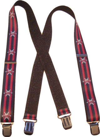 Navy & Red Wide Pin Stripped Suspenders with Alta Logos